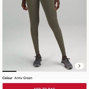 lululemon Army Green Wunder Train 28"